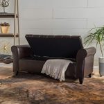 Christopher Knight Home Living Stafford Brown Leather Armed Storage Bench, 19.5"D x 50.00"W x 19.25"H