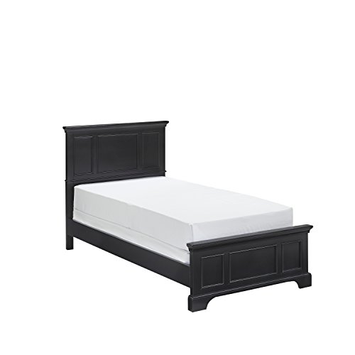 Bedford Black Twin Bed, Nightstand, and Chest with Hardwood Construction Home Styles Bedford Black Twin Bed, Nightstand, and Chest with Hardwood Construction, Four Drawer Chest, Felt-lined Chest Drawer, Nightstand Storage Drawer, and Brushed Nickel Hardware