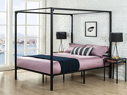 Zinus Patricia Metal Framed Canopy Four Poster Platform Bed Frame / Strong Steel Mattress Support / No Box Spring Needed, Queen