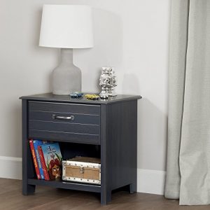 South Shore Ulysses 1-Drawer Nightstand with Open Storage, Blueberry