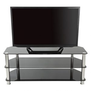 AVF SDC1250-A TV Stand for Up to 60-Inch TVs, Black Glass, Chrome Legs