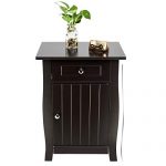 Bonnlo Nightstand Bedside End Side Table with Drawer & Roomy Storage Cabinet, 24.5-inch Tall, Brown