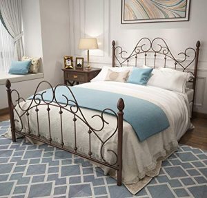URODECOR Queen Platform Metal Bed Frame with Headboard and Footboard