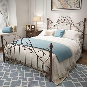 URODECOR Queen Platform Metal Bed Frame with Headboard and Footboard