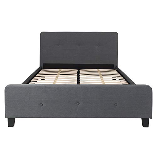 Flash Furniture Tribeca Queen Size Tufted Upholstered Platform Bed in Dark Gray Fabric Flash Furniture Tribeca Queen Size Tufted Upholstered Platform Bed in Dark Gray Fabric