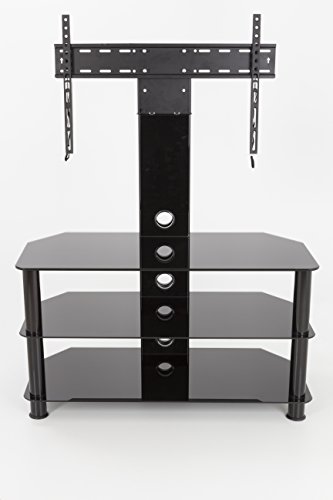AVF SDCL900BB-A Stand with TV Mount for TVs up to 60-inch, Black Glass, Black Legs
