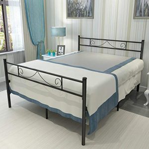 HAAGEEP 18 Inch Queen Bed Frame With Headboard and Footboard No Box Spring Needed Metal Platform Raised Steel Bedframe Storage