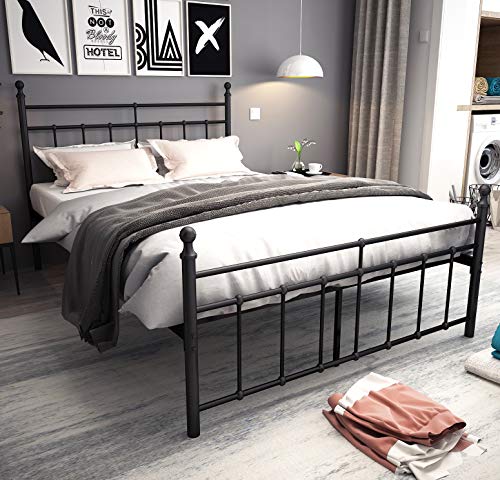 Metal Bed Frame Full Size With Black, Metal Headboard Footboard Bed Frame Full Size