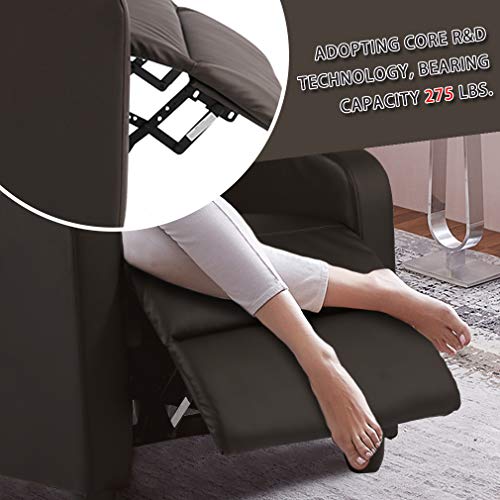 Recliner Chair for Living Room Massage Recliner Sofa Reading Chair Winback Single Recliner Chair for Living Room Massage Recliner Sofa Reading Chair Winback Single Sofa Home Theater Seating Modern Reclining Chair Easy Lounge with PU Leather Padded Seat Backrest (Brown)