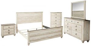 Roundhill Furniture Imerland Contemporary White Wash Finish 5 Piece Bedroom Set