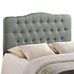 Modway Annabel Tufted Button Linen Fabric Upholstered Queen Headboard in Gray