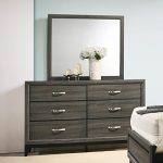 Roundhill Furniture Stout Metal Bar Pulls Dresser and Mirror