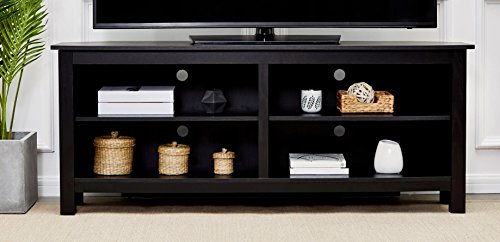 Rockpoint Sumy 58-Inch Corner Wood TV Stand Storage Console, Piano Black