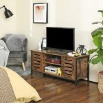 VASAGLE Lowell TV Stand, Industrial TV Console Unit with Shelves, Cabinet with Storage, Louvered Doors, for Living Room, Entertainment Room, Rustic Brown ULTV43BX