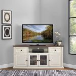 Crosley Furniture Shelby 60" Corner TV Stand, White with Mahogany Top