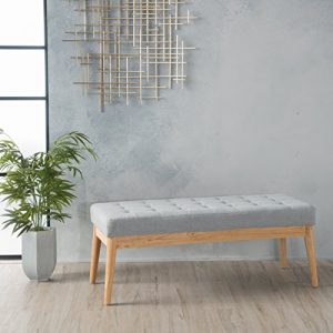 Christopher Knight Home Living Anglo Light Grey Fabric Bench, 15.75" D x 43.50" W x 17.00" H