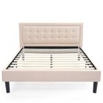 Classic Brands Mornington Upholstered Platform Bed | Headboard and Metal Frame with Wood Slat Support, Queen, Linen