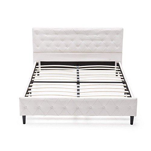 Mecor White Upholstered Faux Leather Platform Bed Frame with Solid Wooden STURDY METAL CONSTRUCTION - Steel body construction and strong wooden slats make the platform mattress body sturdy and sturdy,bentwood slat system gives nice air flow,slat bases permit air to cross freely beneath your mattress,preserving your mattress brisker longer
LUXURY LEATHER - Sturdy pearl white fake leather-based,upholstered button design, leisure fashion, appropriate for all house ornament
ANTISKID -The design of footboard that's not excessive or low,not solely stop mattresses from sliding, but in addition keep away from hurting toes or knees
EASY ASSEMBLY - With step-by-step directions,headboard,footboard,slats and different equipment,when you've got one other questions on set up,please e-mail us first,thanks in your cooperation
DIMENSION - Straightforward to wash,wipe with comfortable damp material.Product Measurement:L 82.28"* W 59.84"*H 36.22",Internet Weight:54 lbs,Max Weight Capability:441 lb.MATTRESS IS SOLD SEPARATELY.COMES IN 2 BOXES,PLEASE TAKE IT EASY,AND WAIT PATIENTLY.Please word: All of the components are packed within the headboard. Open the again zipper and you can see them.