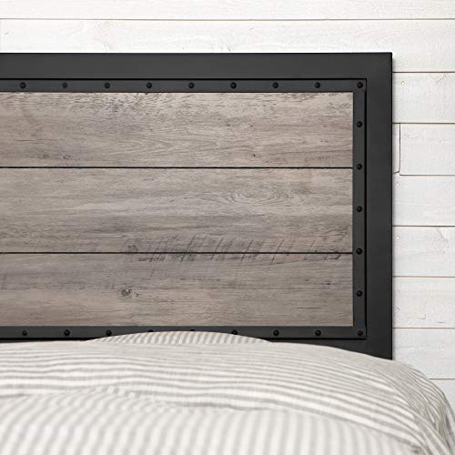 Walker Edison Furniture Company Rustic Farmhouse Wood Queen Metal Bed Will incorporate a country, industrial design into your bed room
Product of powder-coated metallic and high-grade MDF wooden panels
This mattress body features a headboard, footboard, and rails for an entire set
Accommodates a queen measurement mattress, does NOT embrace mattress and bedding
In a gray wash Elevate your bed room with this queen measurement mattress to present your sleeping area a country industrial really feel. Daring metallic borders the headboard and footboard, together with small, spherical grooved particulars to distinction superbly subsequent to the wooden wanting facilities. This mattress body is manufactured from sturdy high-grade MDF, with metallic having a powder-coated end. This blended medium mattress body will create the proper trendy farmhouse type assertion in your bed room whereas complementing your decor.