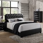 Roundhill Furniture Blemerey Wood Bonded Leather Bed, King, Black