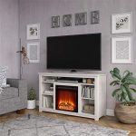 Ameriwood Home Edgewood Fireplace 55", Ivory Pine TV Stand,