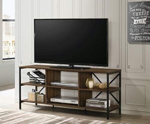 Furnitela TV Stand for 55 inch tv, Home Entertainment Center, Console with Storage, Wood Walnut Brown Color