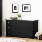 South Shore Vito Collection 6-Drawer Double Dresser, Black with Matte Nickel