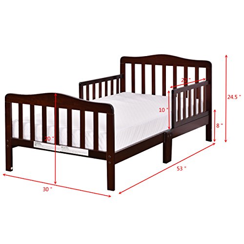 Wood Kids Bedframe Children Classic Sleeping Bedroom Furniture Description:Looking for an individual bed for your lovely baby? This Costzon Wood Bed frame with safety rail fence is a nice choice for you. There are 2 colors for your to choose, either of which is finished by environmental paint to ensure the security. Both sides of the bed including rails to well-protect your baby from falling off accidently.