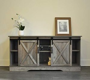 Rainbow Sophia Forest Series Wooden TV Stand with Sliding Barn Door for TVs up to 65" (Washed Oak)