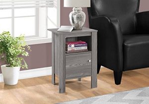 Monarch Specialties ACCENT TABLE-GREY NIGHT STAND WITH STORAGE, 17.25" L x 14" D x 24.25" H
