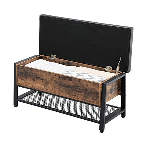 VASAGLE Industrial Storage Bench, Shoe Bench with Padded Seat and Metal Shelf The designers at VASAGLE work to give you the opportunity to turn your home into something unique and special with every piece of furniture.