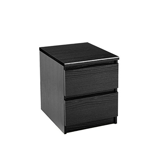 Drawer Double Dresser and Two 2 Drawer Nightstands in Black Woodgrain Specifications :