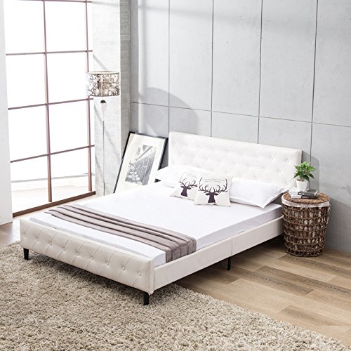 Mecor White Upholstered Faux Leather Platform Bed Frame with Solid Wooden STURDY METAL CONSTRUCTION - Steel body construction and strong wooden slats make the platform mattress body sturdy and sturdy,bentwood slat system gives nice air flow,slat bases permit air to cross freely beneath your mattress,preserving your mattress brisker longer
LUXURY LEATHER - Sturdy pearl white fake leather-based,upholstered button design, leisure fashion, appropriate for all house ornament
ANTISKID -The design of footboard that's not excessive or low,not solely stop mattresses from sliding, but in addition keep away from hurting toes or knees
EASY ASSEMBLY - With step-by-step directions,headboard,footboard,slats and different equipment,when you've got one other questions on set up,please e-mail us first,thanks in your cooperation
DIMENSION - Straightforward to wash,wipe with comfortable damp material.Product Measurement:L 82.28"* W 59.84"*H 36.22",Internet Weight:54 lbs,Max Weight Capability:441 lb.MATTRESS IS SOLD SEPARATELY.COMES IN 2 BOXES,PLEASE TAKE IT EASY,AND WAIT PATIENTLY.Please word: All of the components are packed within the headboard. Open the again zipper and you can see them.