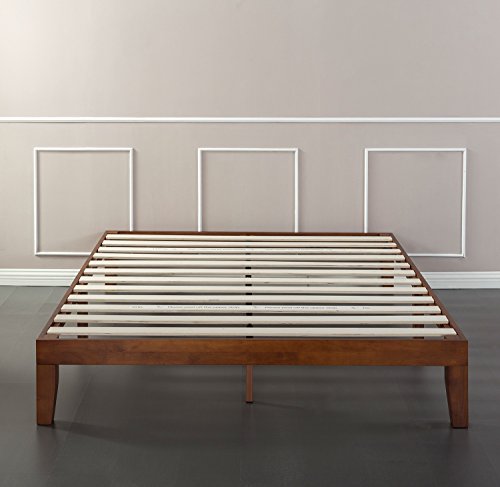 Zinus Wen 12 Inch Wood Platform Bed Frames / No Box Spring Needed / Wood Slat Support / Cherry Finish Queen