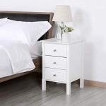 Yaheetech White Wood Nightstand 3 Drawers Bedside Table Cabinet with Solid Wood Legs Bedroom Furniture