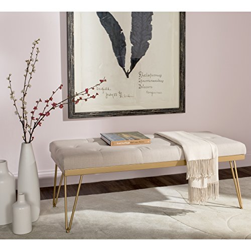 Safavieh Home Collection Marcella Bench, Beige/Gold
