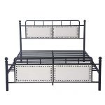 LUCKYERMORE Metal Queen Bed Frame with Upholstered Headboard & Footboard