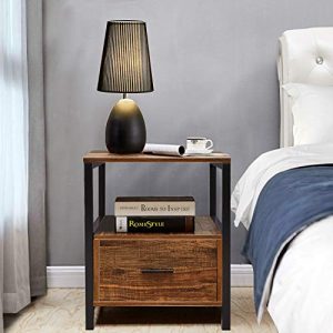 VECELO Modern Rectangular Wood Nightstand Side/End/Coffee/Accent Table