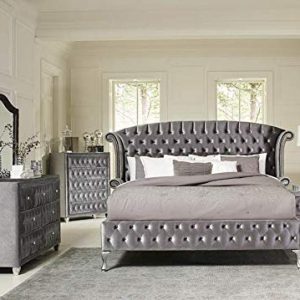 Coaster Home Furnishings Upholstered Bed, Grey Metallic