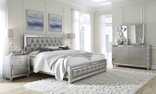 Global Furniture USA KB Riley Tufted Bed, King, Silver
