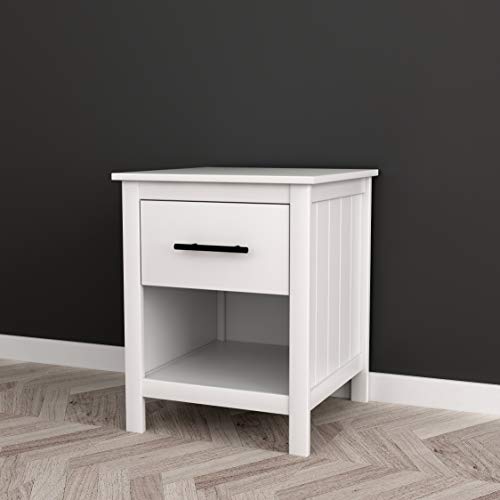 White Finish Nightstand Side End Table with Drawer and Open Shelf 22" H White Finish Nightstand Side End Table with Drawer and Open Shelf 22" H