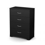 South Shore Step One 4-Drawer Dresser, Pure Black with Matte Nickel Handles