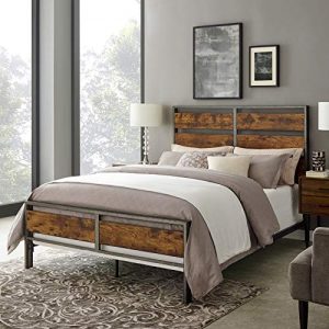Walker Edison Furniture Company Plank Metal Queen Size Bed Frame Bedroom