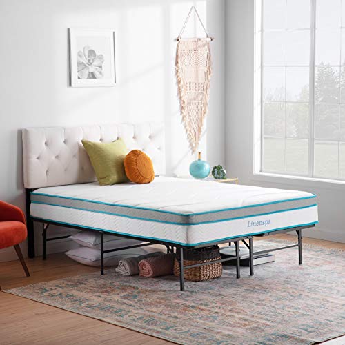 Linenspa 14 Inch Folding Metal Platform Bed Frame - 13 Inches of Clearance - Tons of Under Bed Storage - Heavy Duty Construction - 5 Minute Assembly - Twin