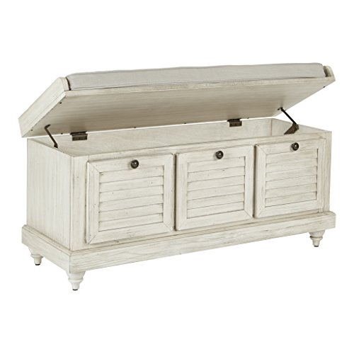 Office Star Dover Storage Bench in White Wash Finish
