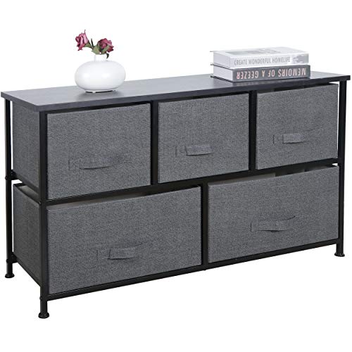 SUPER DEAL Extra Wide Dresser Storage Tower with 5 Foldable Easy Pull Fabric Bins PREMIUM MATERIAL: Beautiful picket desk high board, air permeable detachable cloth drawer, robust steel body plus a gorgeous P2 MDF desk high board, present improbable performance and earthy model. The entire building lends distinctive energy and ensures that the dresser and altering desk will endure over time.
WIDE APPLICATION: Appropriate for bed room, laundry space, closet, nursery, visitor room, entryway, faculty dorm room, condominium options...and so on. Use it in cloakroom to supply a house for exercise gear, leggings and pajamas or use as a dresser for bed room. Ample storage can also be a present you'll treasure extra with every passing 12 months, as your child - and your child's wardrobe - grows.
5 REMOVABLE & FOLDABLE BINS: Delicate cloth drawers with bolstered base + Straightforward pull deal with for quiet opening and shutting + Detachable Drawers fold flat for simple storage when not in use, the complete unit is moveable, light-weight, and straightforward to relocate to totally different areas Use in or out of the closet and preserve litter below management by storing your whole clothes and accessories in a single handy place.
DETAILS THAT MATTER: Dresser is supplied with three small and a pair of massive drawers. Adjustable levelers guarantee stability on uneven surfaces. Water-based end that meets stringent chemical emission requirements. Plastic ft is not going to scratch flooring, and they're adjustable for uneven surfaces. Product dimension: 38.7*11.4*21.4in; Small drawers measures: 11.8*10.8*8.5in; Giant drawers measures: 18.1*10.8*8.5in.
LOW MEINTANANCE: Simply wipe clear with a humid material. Minimal meeting required. {Hardware} and directions are all included. What's extra, we have now skilled customer support, any e-mail might be replied inside 24 hours. Completely 5 non-woven cloth drawers create quite a lot of storage preparations to satisfy your diversifying storage calls for. </p>
<p>SUPER DEAL dresser storage tower - The straightforward and chic look provides a snug spotlight to your house ornament design.
You'll be able to place it in a storage room and type your and your loved ones's belongings. May be put within the kid's room, domesticate the kid's potential to arrange; Can also function bedside desk to place in your bedside, you possibly can put the one that you love guide within the drawer that leaves you nearest, learn earlier than going to mattress. Desk high can place bedside lamp, {photograph} body, alarm clock, adornment.
It provides infinite organizational prospects!</p>
<p>Specs:
Coloration: charcoal
Supplies: metal body, P2 MDF board, grey board
Product Dimension: 38.7"*11.42"*21.38"
Web Weight: 21.49lbs
Drawer capability: 5Kg
Desktop capability: 10kg
The pad is adjustable in peak to accommodate uneven floor</p>