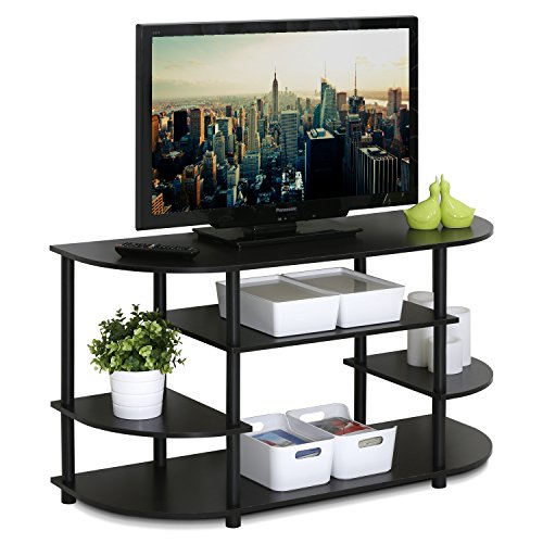 Furinno JAYA Simple Design Corner TV Stand, Espresso/Black
