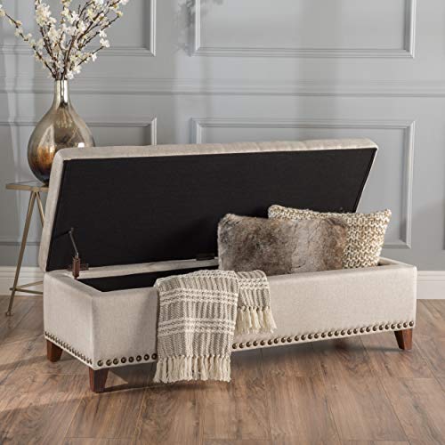Christopher Knight Home Living Gisele Tufted Cover Beige Fabric Storage Ottoman