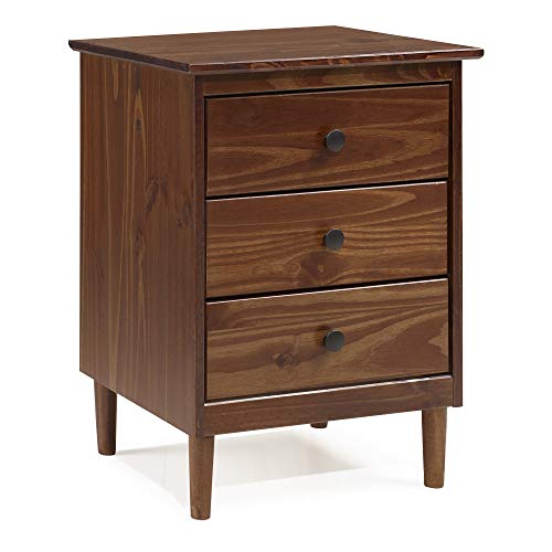 Walker Edison Furniture Company Traditional Wood 1 Nightstand Side Bedroom Dimensions: 25" H x 19" L x 15" W - Drawer: 5.25" H x 3.25" L x 11.75" W
Made from stable pine wooden and high-grade MDF with a stained end
Pair with matching dresser for an entire bed room set
Consists of 1 nightstand
Helps as much as 50 lbs. Add a traditional contact to your bed room, with our mid century fashionable 3-drawer wooden nightstand. Crafted from stable pine and manufactured wooden, with a painted end, rooted in conventional model. Options centered knobs on every drawer, stained for a long-lasting end, and brief, tapered legs. Its easy model makes it simple to work with quite a lot of different kinds, together with transitional and fashionable. You’ll have quick access to your telephone, alarm clock, and lamp by positioning this nightstand subsequent to your mattress.