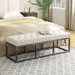 24KF Upholstered Tufted Long Bench Seats with Metal Frame Leg